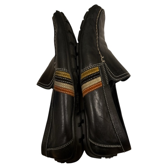Geox Men’s Black Leather‎ Driving Loafers Moccasins Striped Side Detail Read 8.5